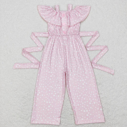 10.16 RTS Sibling Baby Girls Straps Button Polka Dots Pants Jumpsuits
