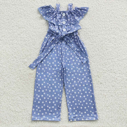 10.16 RTS Sibling Baby Girls Straps Button Polka Dots Pants Jumpsuits