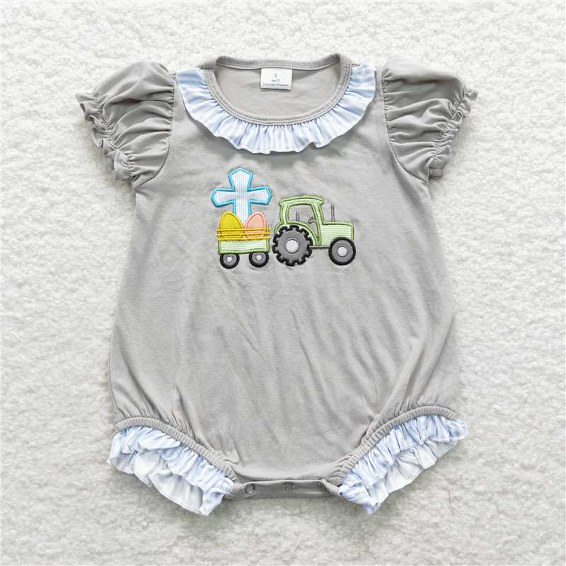 6.16 RTS NO MOQ Eggs cross truck tunic ruffle pants girls boys easter clothing