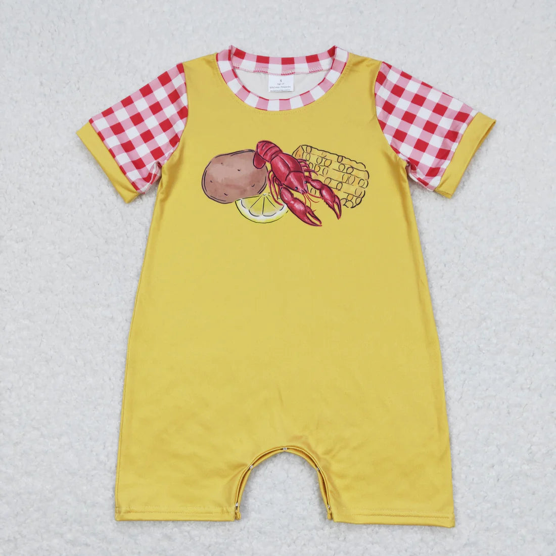 12.23 RTS Sibling Baby Boys Girls Crayfishes Top Checked Shorts Clothes Set Rompers