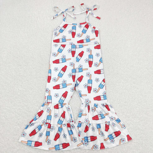 10.16 RTS Sibling Baby Girls 4th Of July Summer Bell Bottoms Jumpsuits