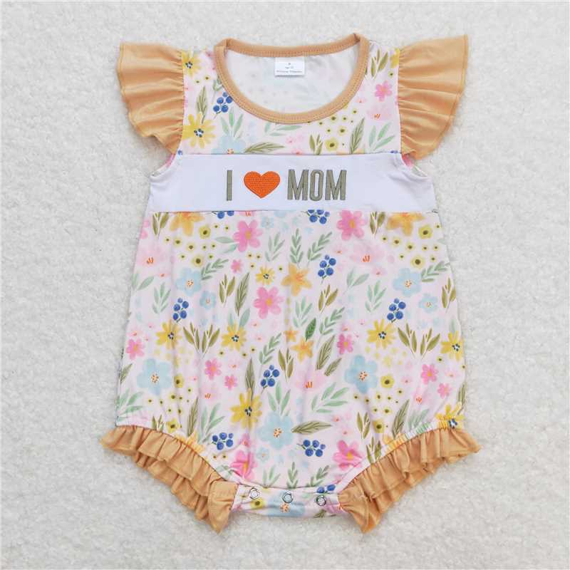 5.28 RTS NO MOQ Baby Girls Summer Outfits I love MOM floral tunic shorts girls outfits