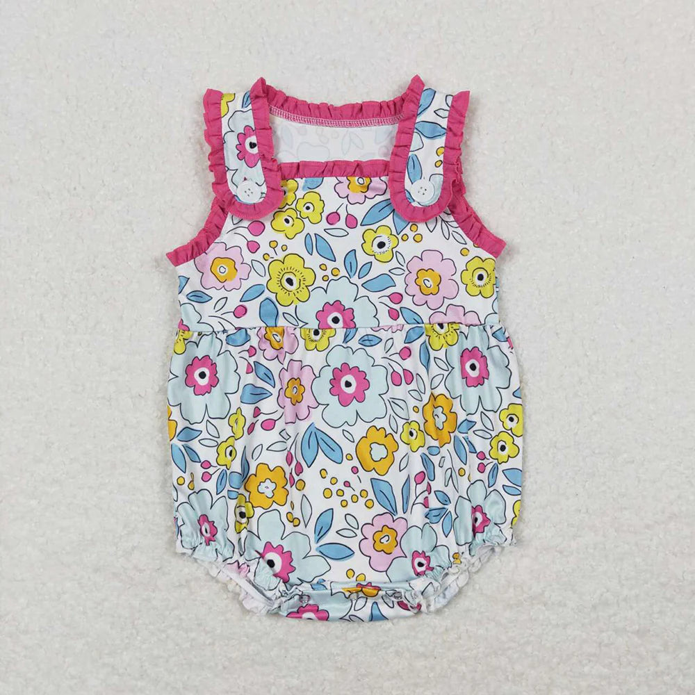 12.20 RST Sibling Baby Girls Summer Straps Ruffles Flowers Rompers