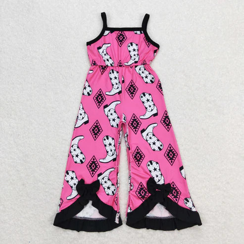 10.16 RTS Sibling Baby Girls Straps Boots Aztec Sea World Flare Jumpsuits