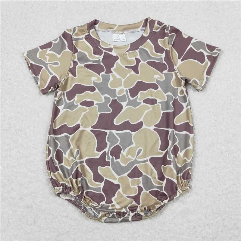 4.22 RTS NO MOQ Camo Rabbit Baby Boy Easter Romper Short Sleeves Cute Infant Outfit Spring Time Celebration Clothing