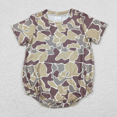 9.25 RTS Sibling Baby Boys Short Sleeves Western Camo Rompers