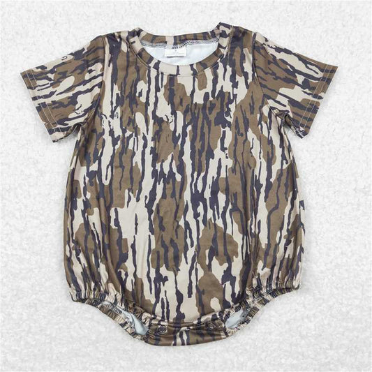 USA Warehouse (IN STOCK) SR1253 Olive Camo Short Sleeve Baby Boys Romper Lightweight Summer Outfit for Infants