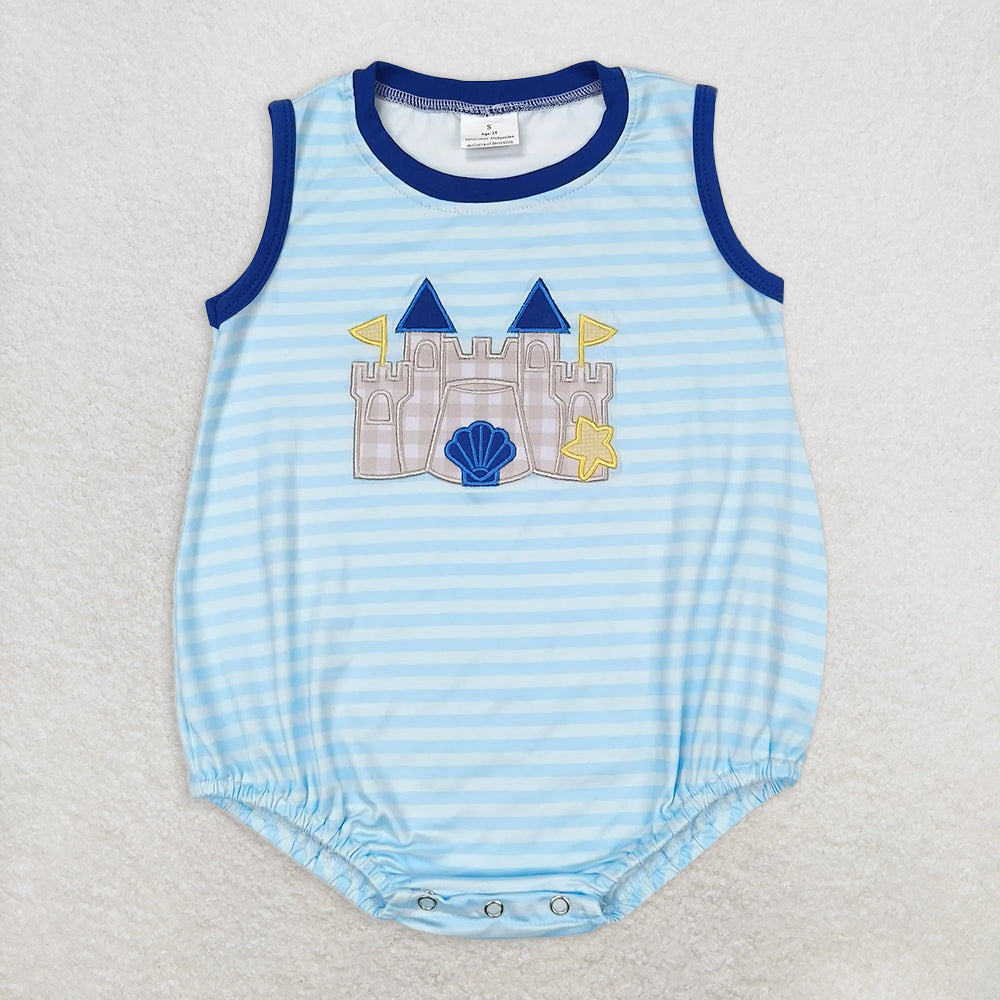 8.18 Sibling Stripe castle shirt shorts boys summer clothes rompers