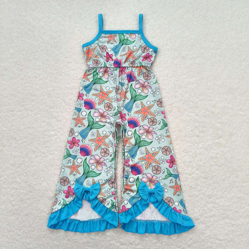 10.16 RTS Sibling Baby Girls Straps Boots Aztec Sea World Flare Jumpsuits