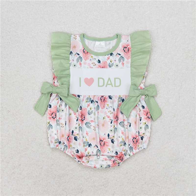7.22 RTS NO MOQ Sleeveless I love DAD floral tunic shorts girls outfits dress rompers