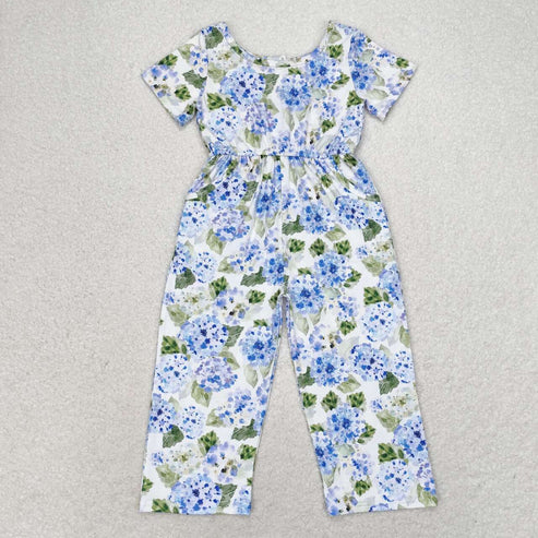 10.16 RTS Sibling Baby Girls Short Sleeve Flowers Bows Pockets Pants Jumpsuits