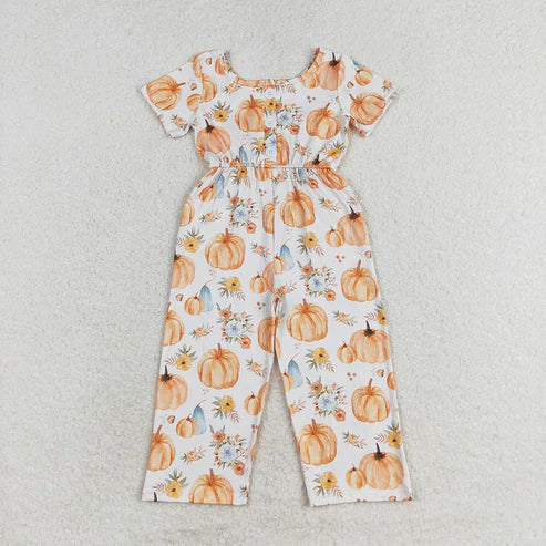 10.16 RTS Sibling Baby Girls Short Sleeve Flowers Bows Pockets Pants Jumpsuits