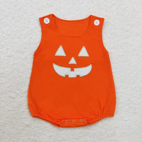 9.25 RTS Sibling Baby Boys Girls Embroidery Ghosts Pumpkins Halloween Rompers
