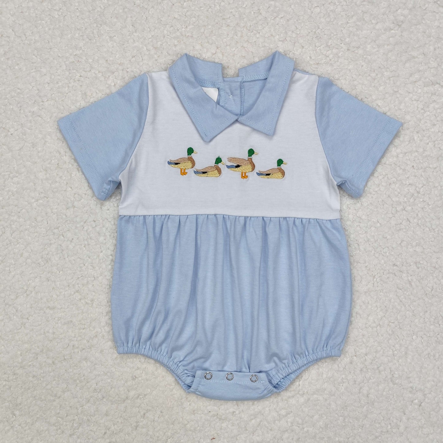SR2071 Light blue short sleeves duck baby boy romper