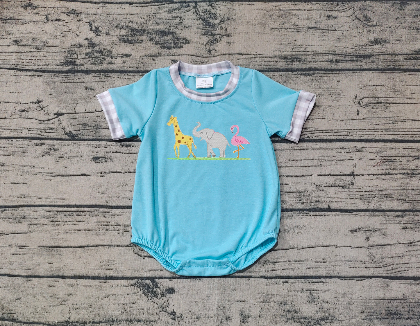 SR2123 Baby Infant Boys Giraffe Elephant Flamingo Short Sleeve Rompers preorder