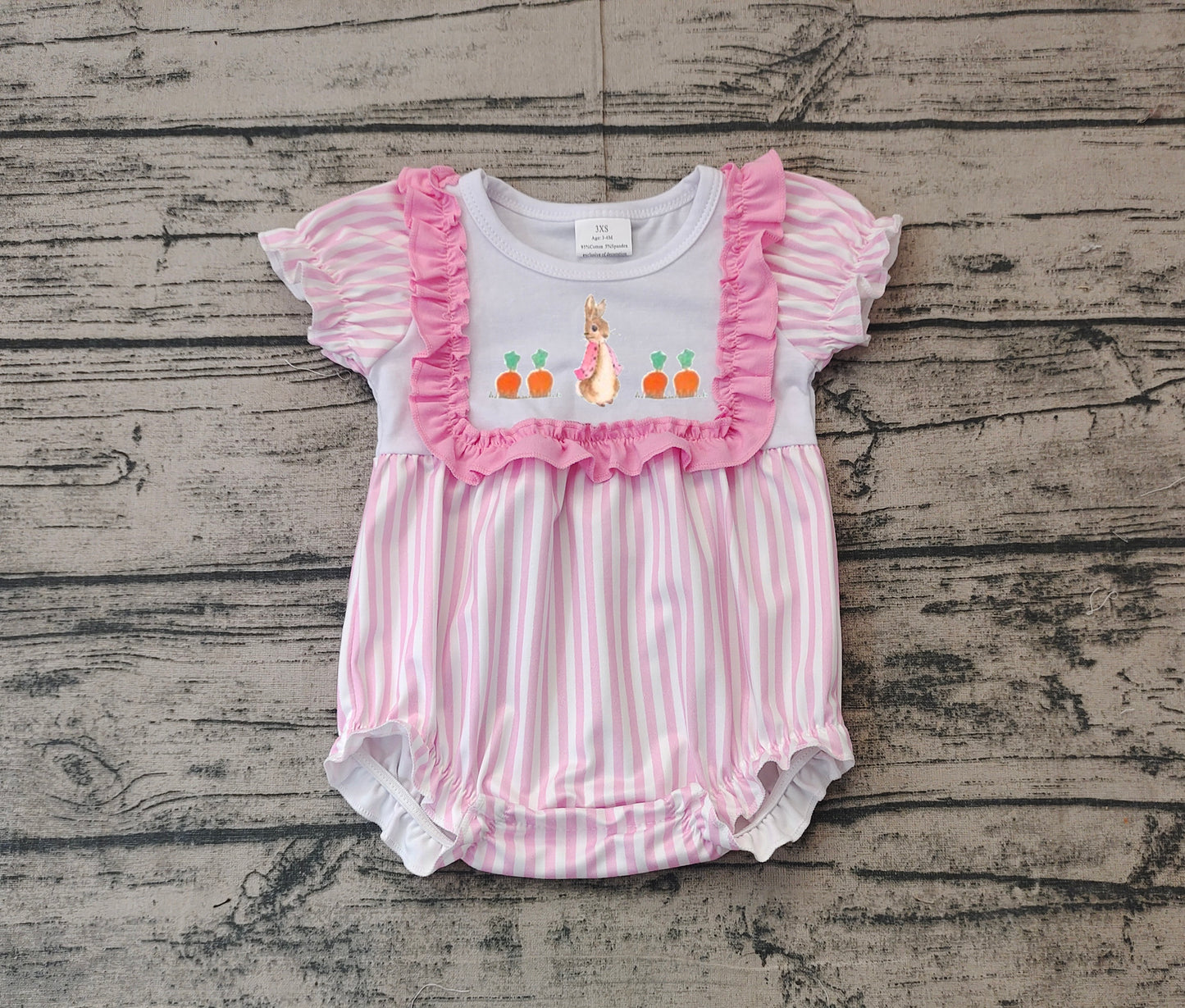 SR2144 pre-order baby girls clothes embroidery easter rabbit pink short sleeve Romper