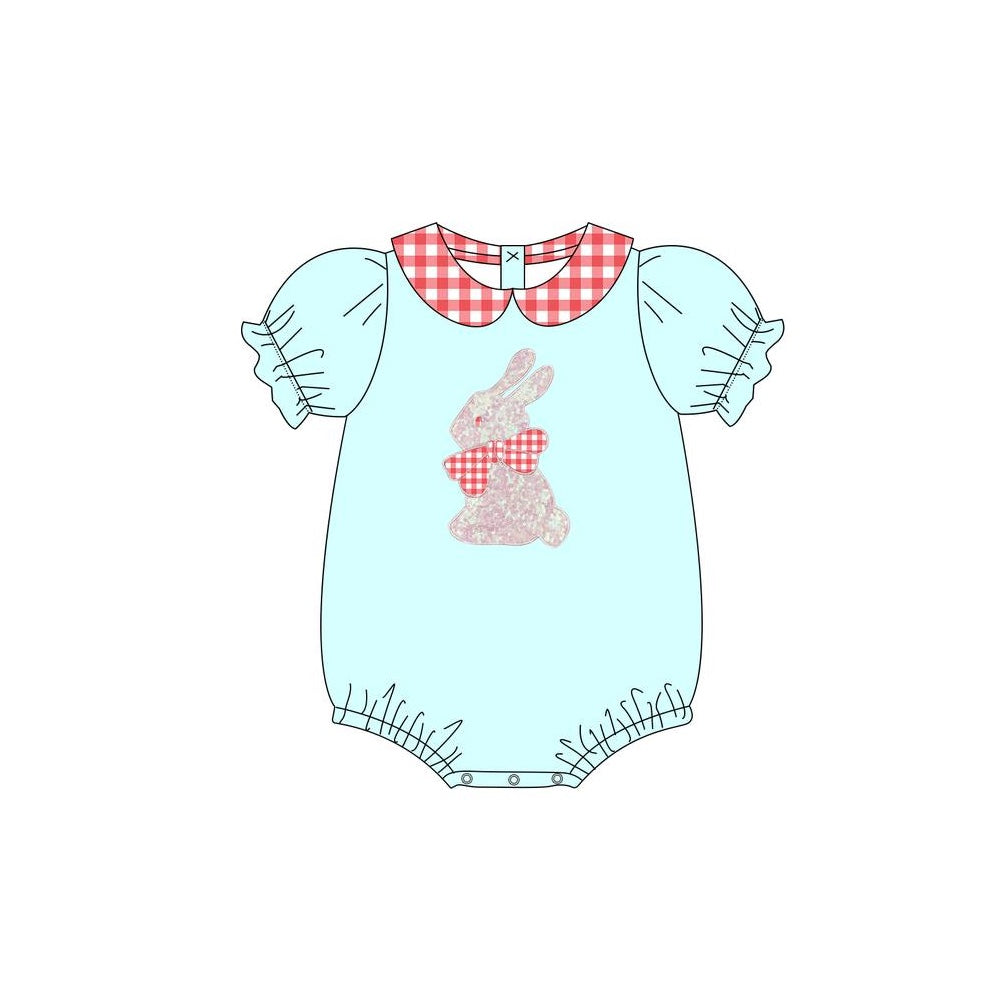 SR2188 Baby Infant Girls Easter Green Floral Rabbit Rompers preorder