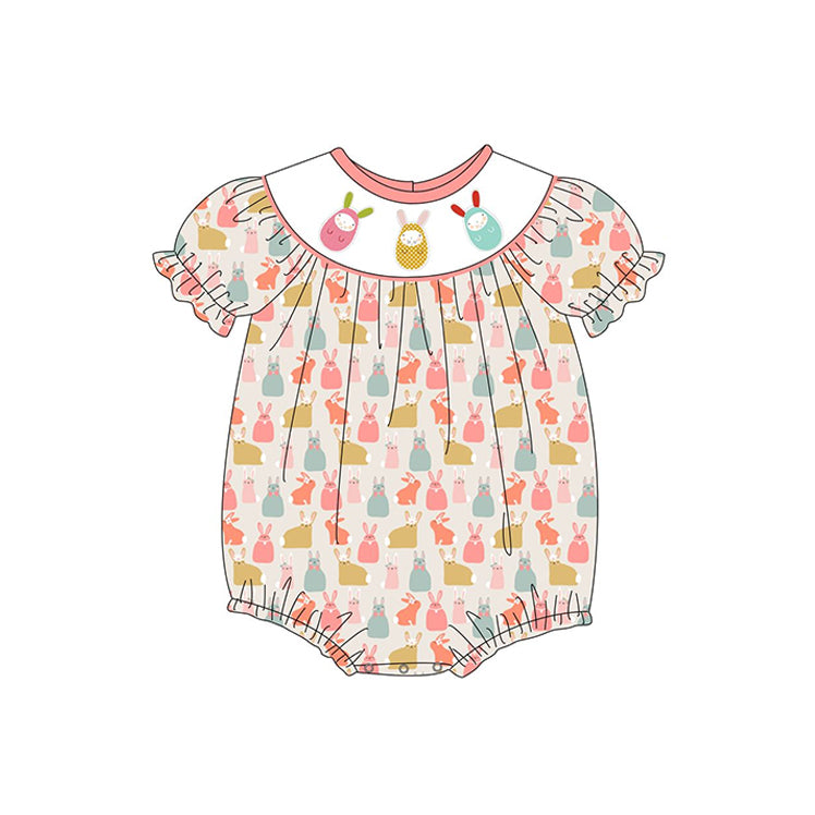 SR2195 Baby Infant Girls Easter Rabbits Short Sleeve Rompers preorder