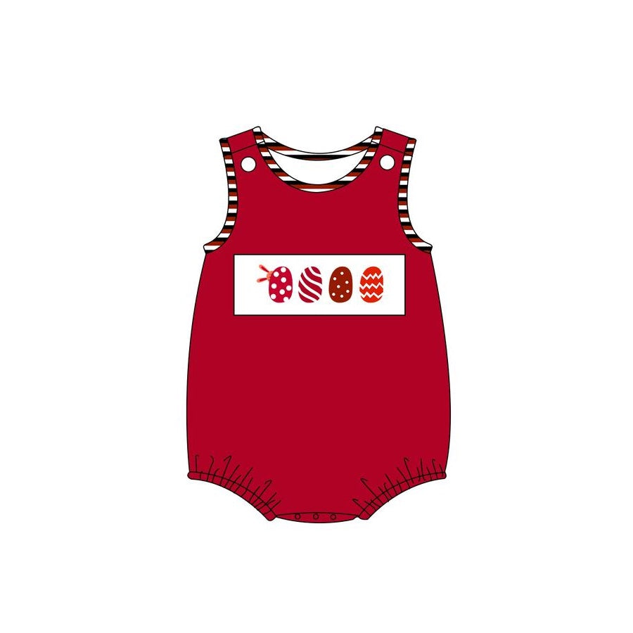 Baby Infant Boys and Girls Easter Red Eggs Sleeveless Rompers-Short suits-dress mixed size preorder