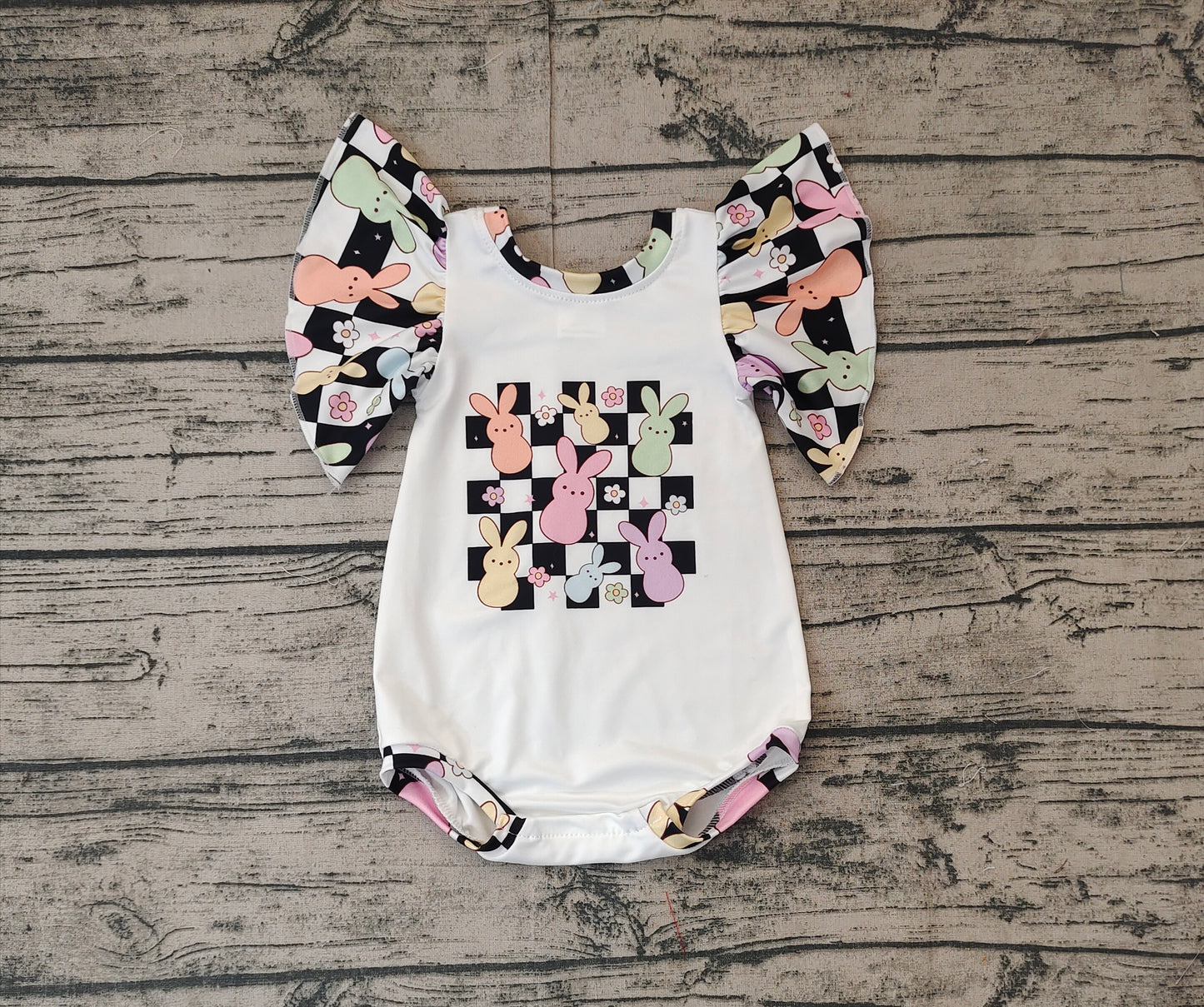 SR2227 pre-order baby girls clothes ester bunny short sleeve Romper