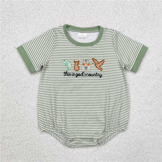 USA Warehouse (IN STOCK) SR2263 Baby Boy Romper 'This Is God's Country' Fish Deer Duck Print Cute Infant Clothing for Boys
