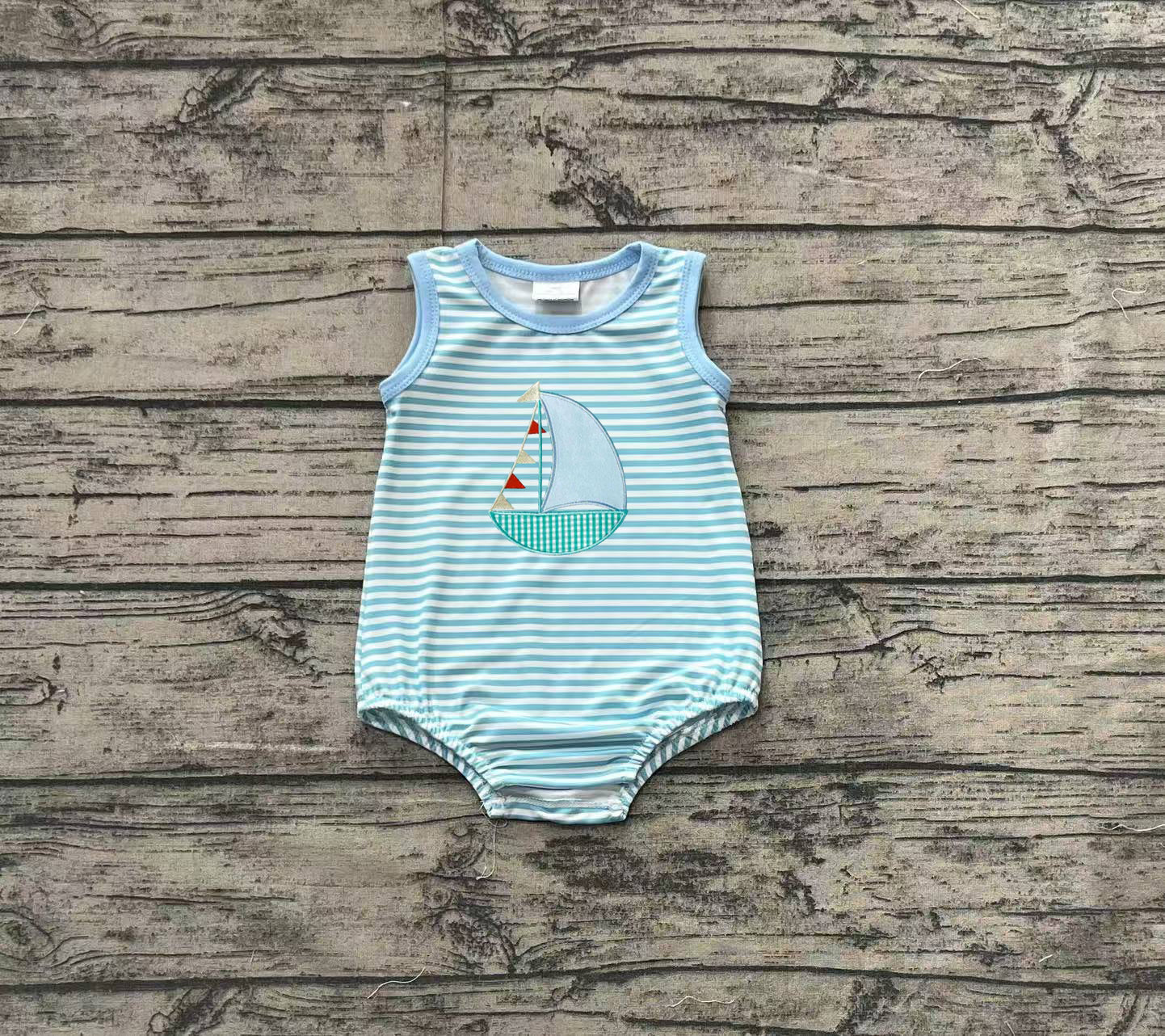 SR2276Sleeveless stripe boat baby boy summer romper