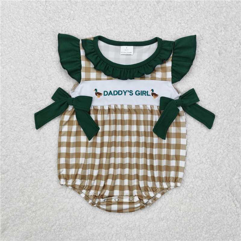 4.26 RTS NO MOQ Daddy's Boy Duck Plaid Sleeveless Baby Romper Unisex Infant Clothing Comfortable Soft Material Baby Outfit