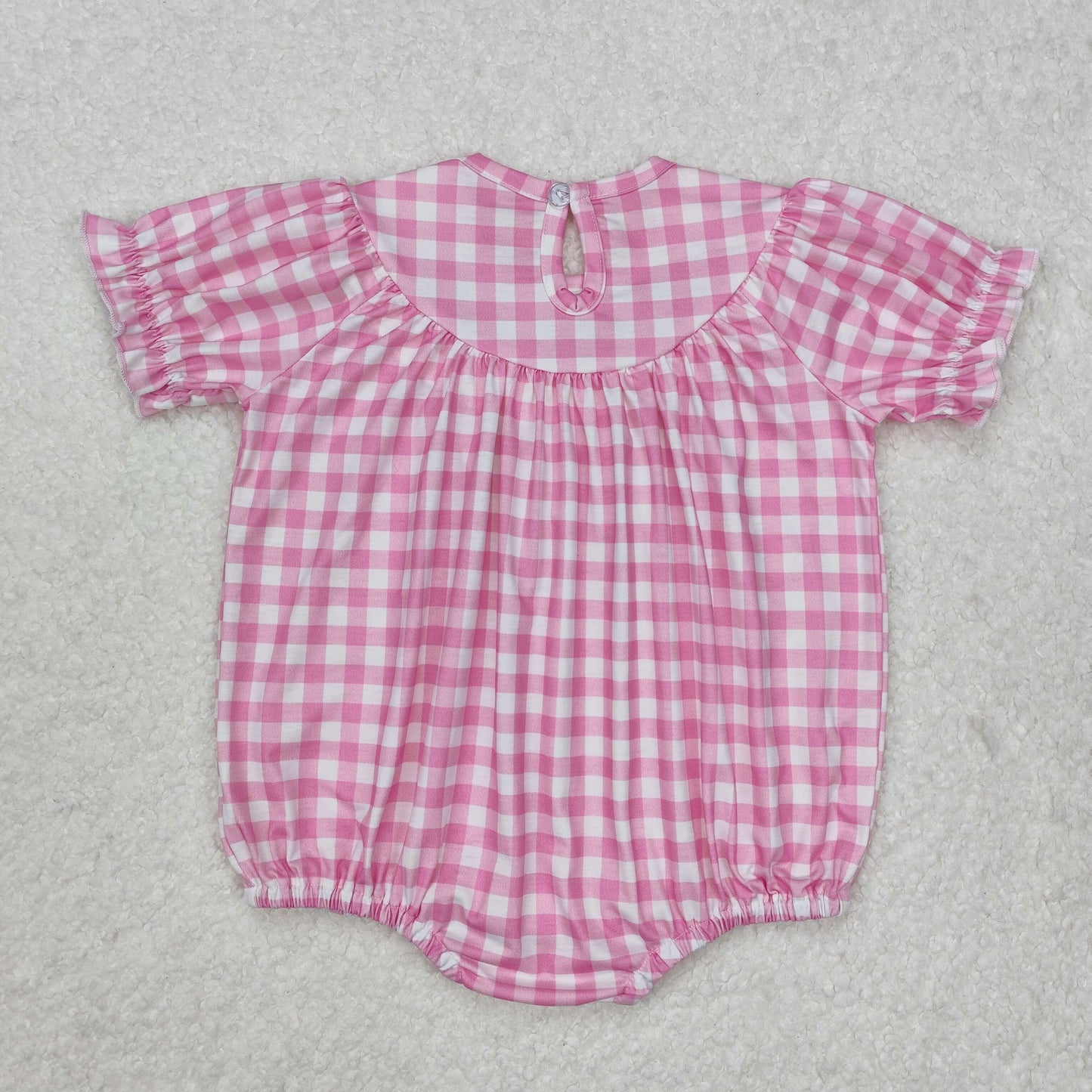 SR2325Short sleeves pink bow baby girls summer romper