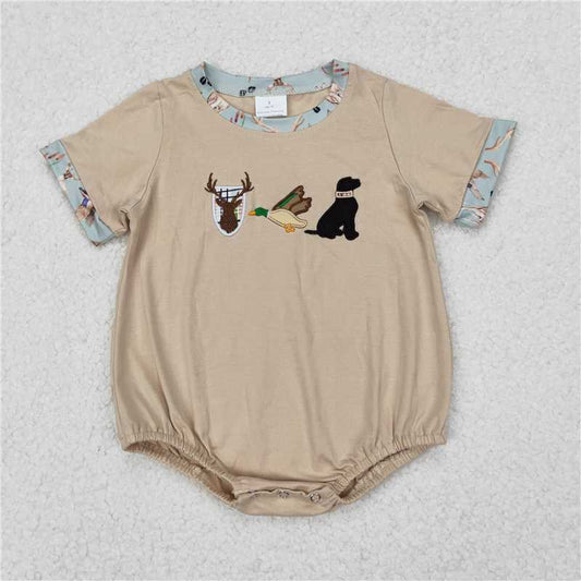 USA Warehouse (IN STOCK) SR2338 Baby Boy Romper Short Sleeves Deer Duck Dog Print Comfortable Soft