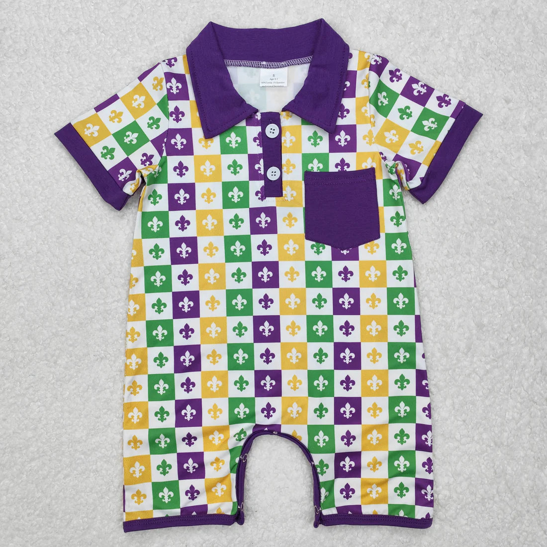12.20 RTS Sibling Baby Boys Girls Mardigras Anchors Checked Bows Knee Length Dress Pocket Rompers