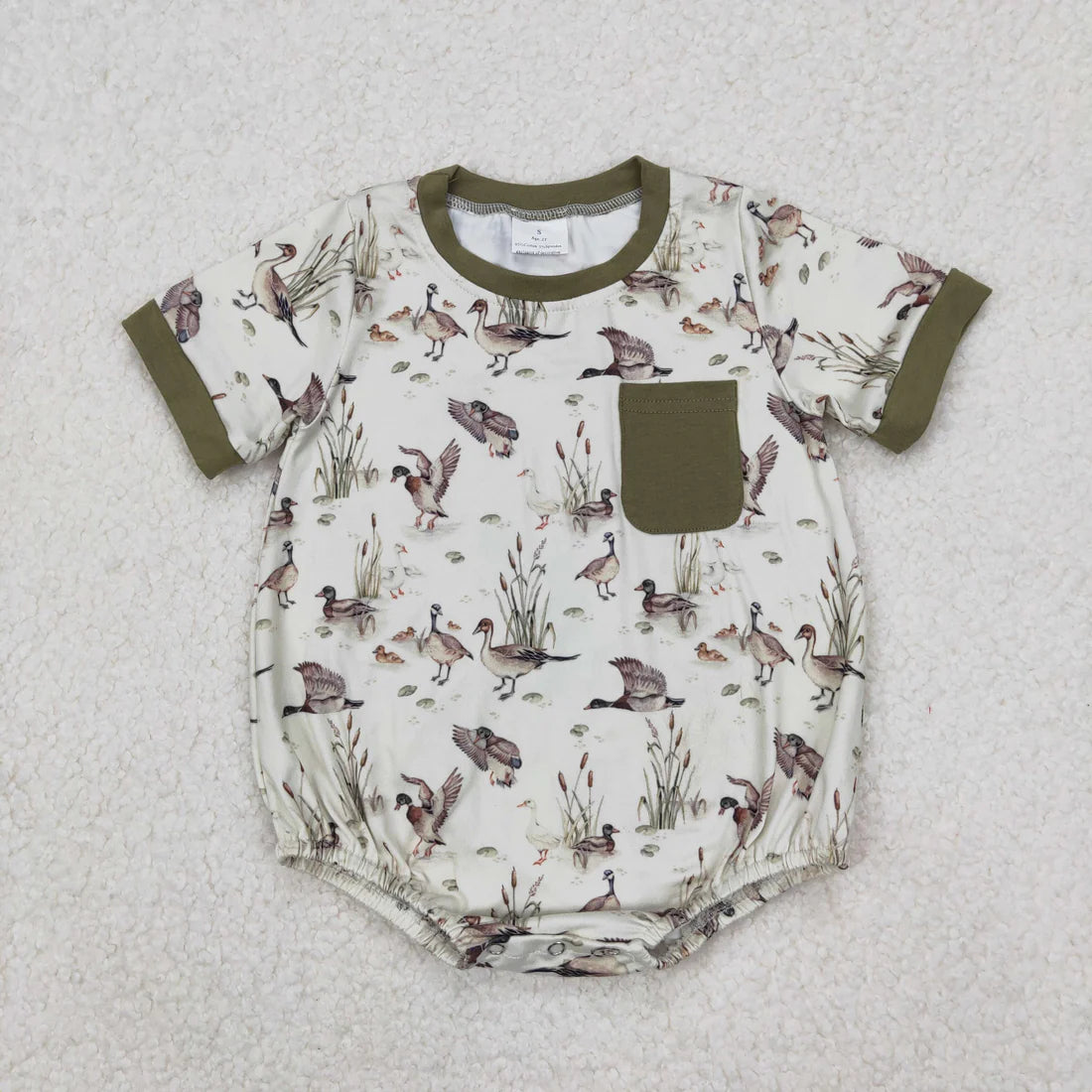 11.22 RST Sibling Baby Boys Short Sleeves Deer Dogs Ducks Turkey Camo Hunting Pocket Rompers