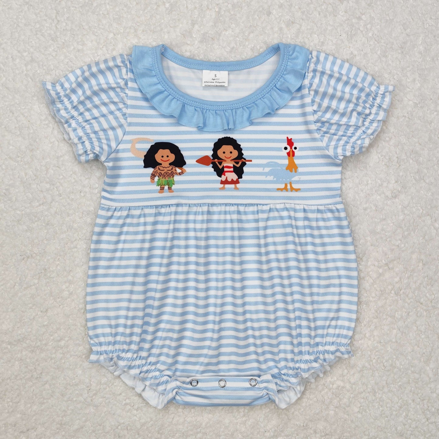 SR2419Light blue stripe princess chicken baby girls romper