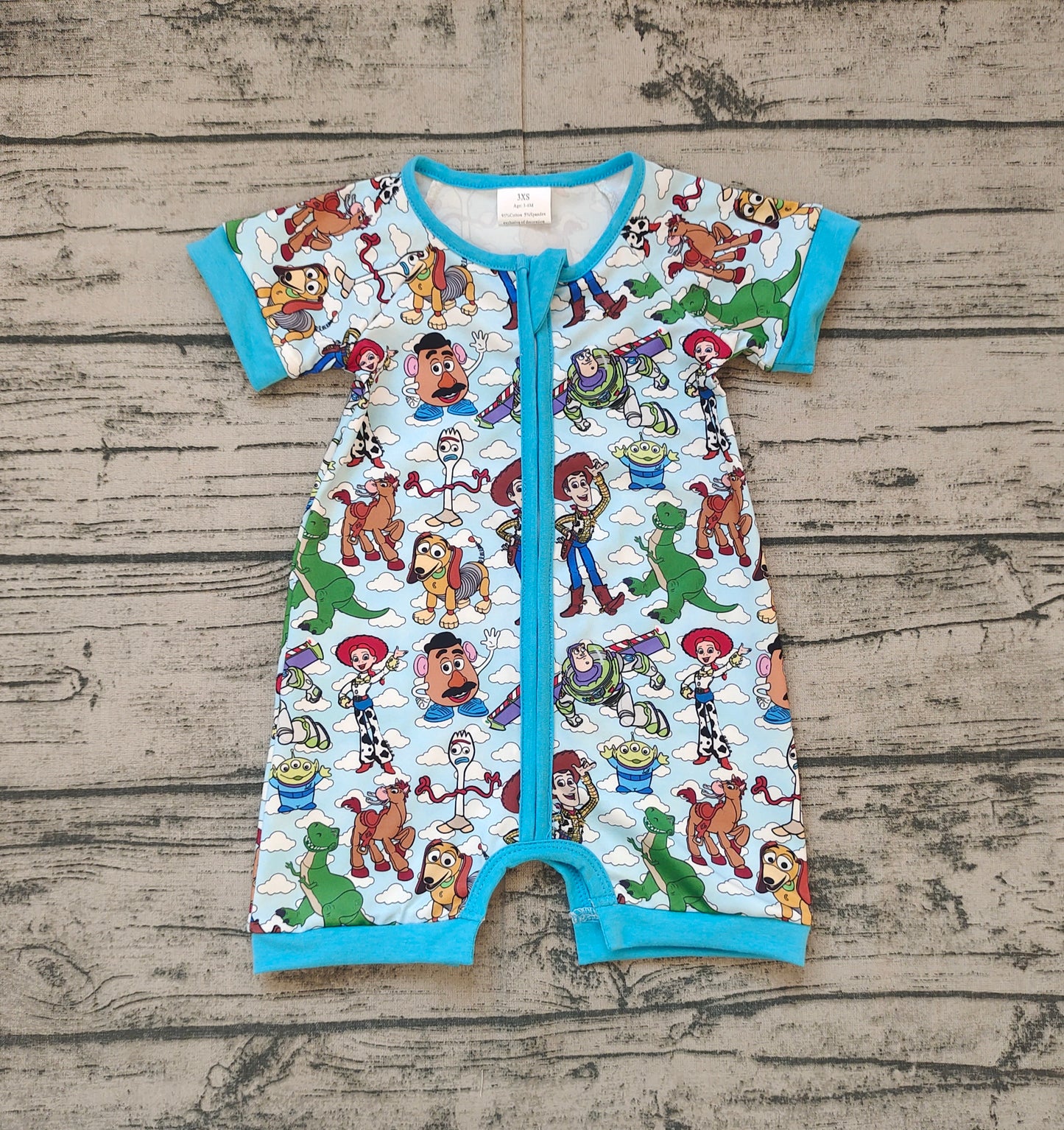 SR2580Blue short sleeves dog toy baby boy summer zipper romper