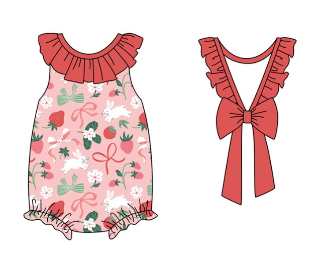6.07 Girls Sleeveless Ruffle Striped Rabbit Bow Easter Clothing Cute Spring/Summer Outfit for Kids