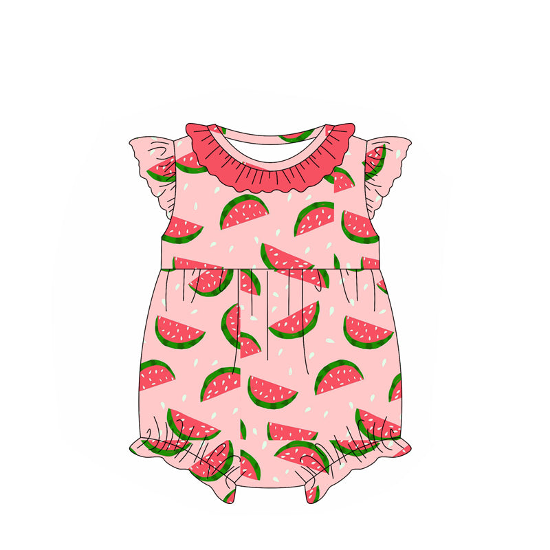 Ruffle watermelon tunic shorts girls summer clothes
