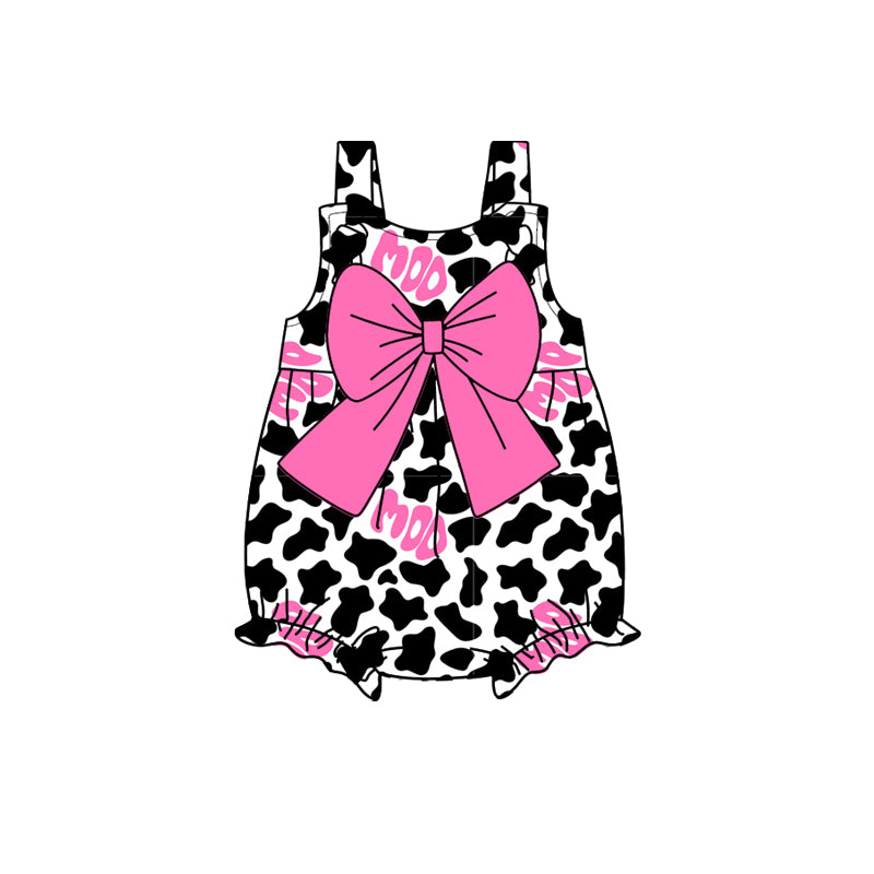 Straps moo cow bow tunic ruffle shorts girls clothing