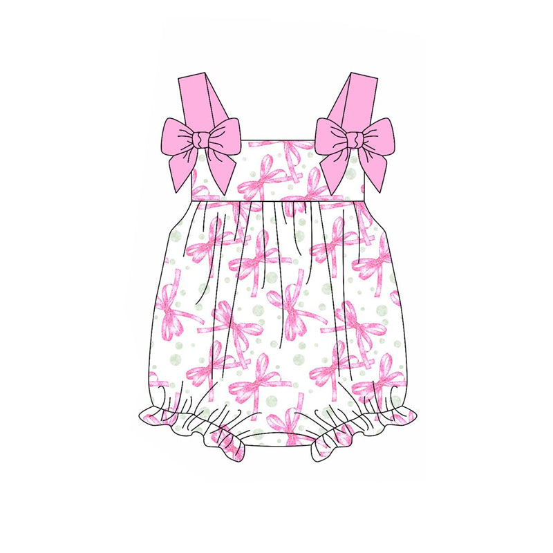 Baby Girls Pink Bows Straps Top Ruffle Shorts Clothes Sets