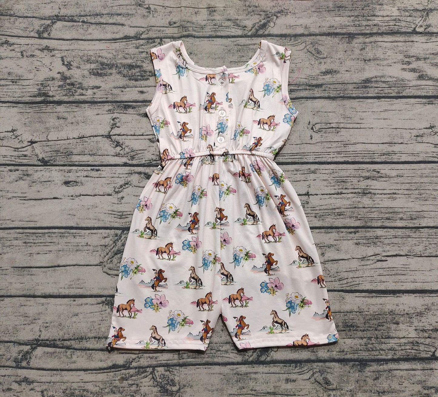 SR2695Floral Western Sleeveless Jumpsuit for Girls Rodeo Theme Children's Clothing Comfortable Jumpsuit for Kids