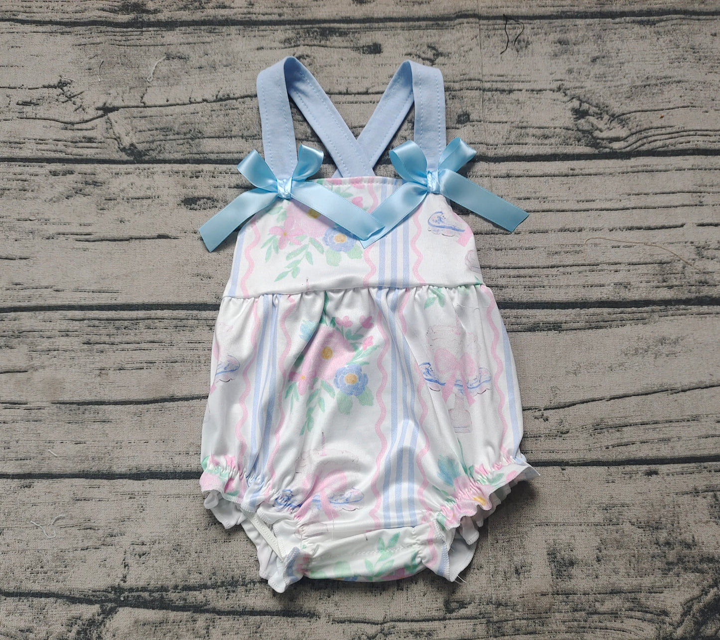 SR2698Adorable Baby Girls' Rompers with Flowers, Cakes, Straps and Bows