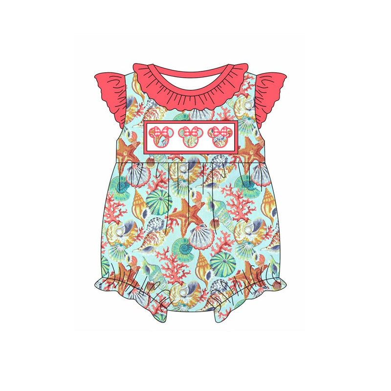 Baby Girls Pink Sleeveless Sea World Cartoon Mouse Tunic Ruffle Short Set