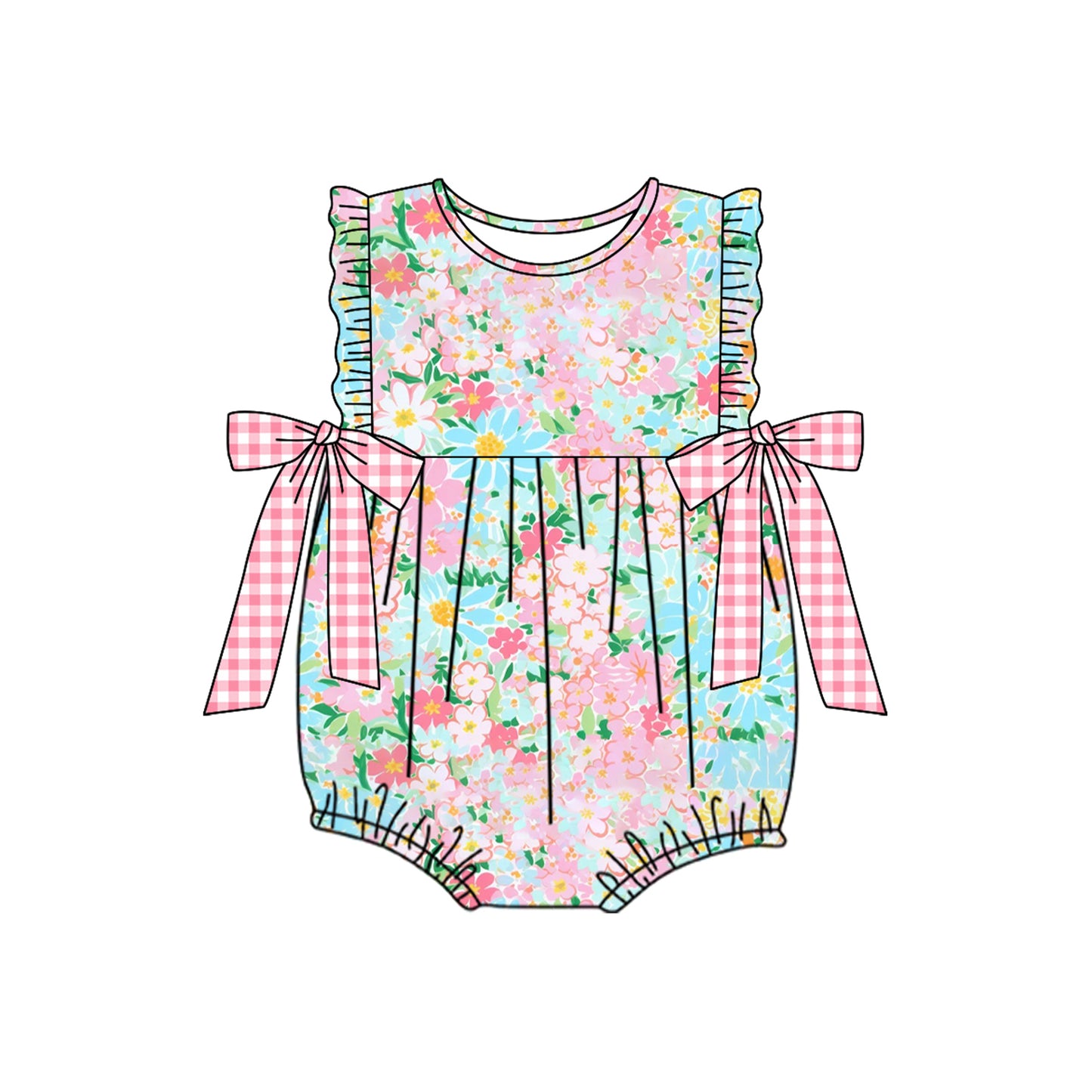 Baby girl clothes floral sleeveless shorts set
