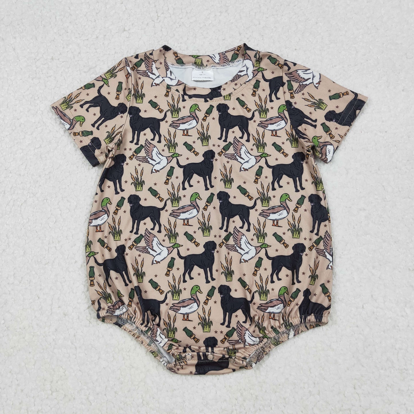 10.10 RTS NO MOQ (In stock)SR2725 Baby Boys Summer Rompers Baby Infant Boys Dog Duck Calls Hunting Rompers