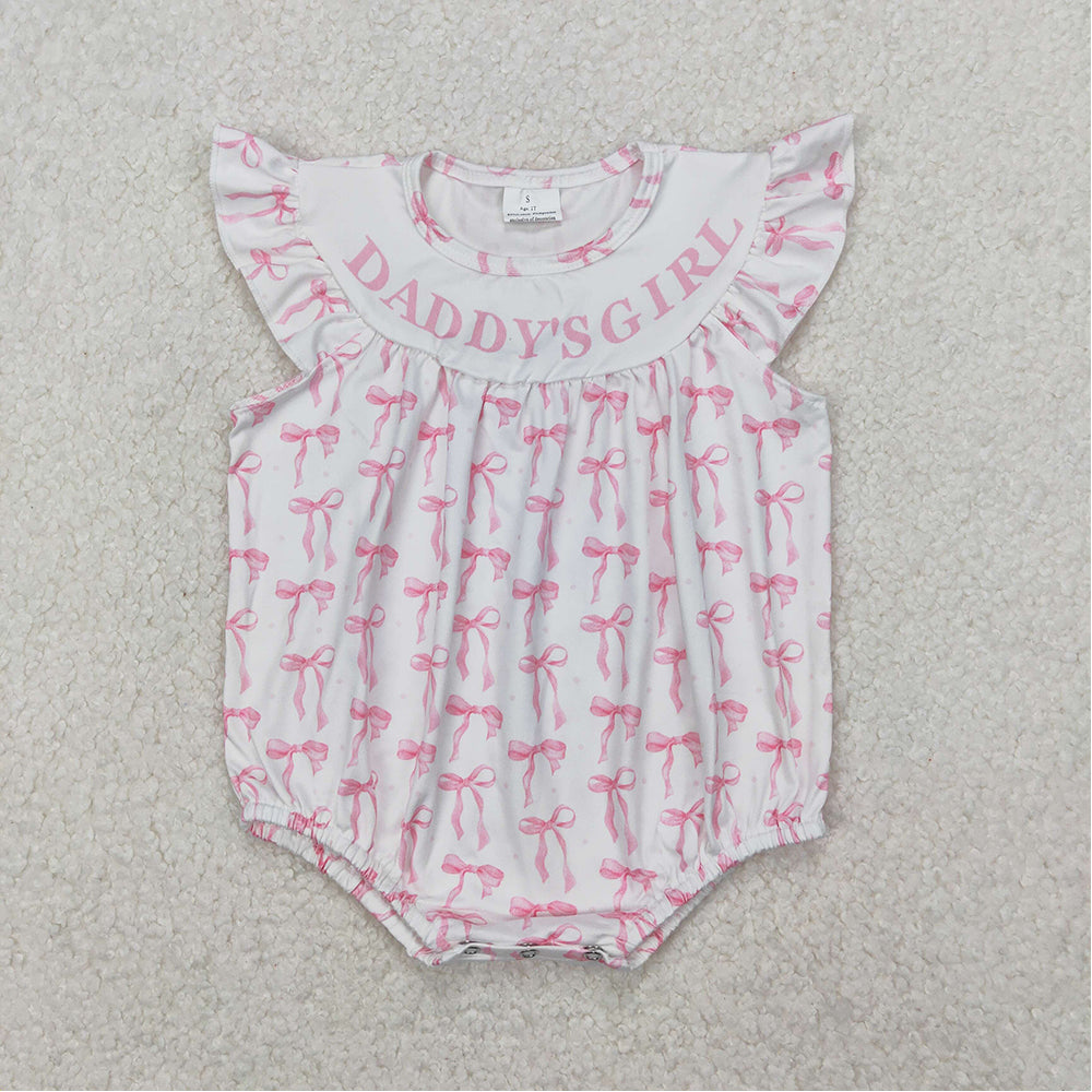 5.19 SR2806 RTS NO MOQ Daddy's girl pink bow baby girls summer romper