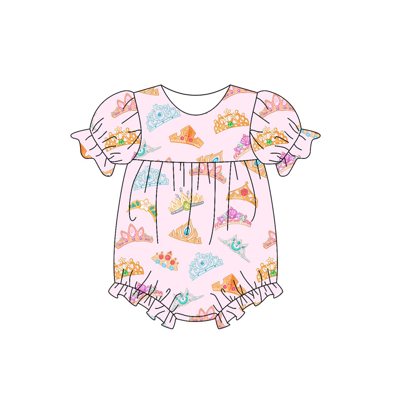 Girls Crown Tunic Top with Ruffle Shorts Set Short Sleeve Outfit for Kids