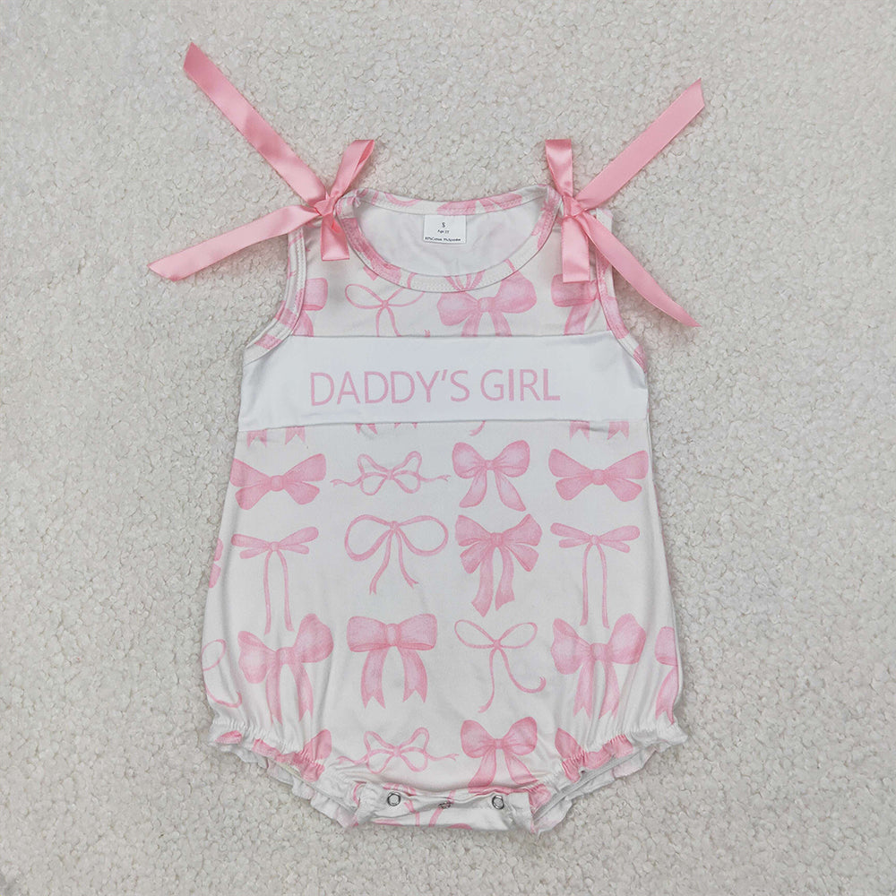 5.16 SR2818 RTS NO MOQ Baby Girls Summer Rompers Sleeveless pink bow daddy's girl summer romper