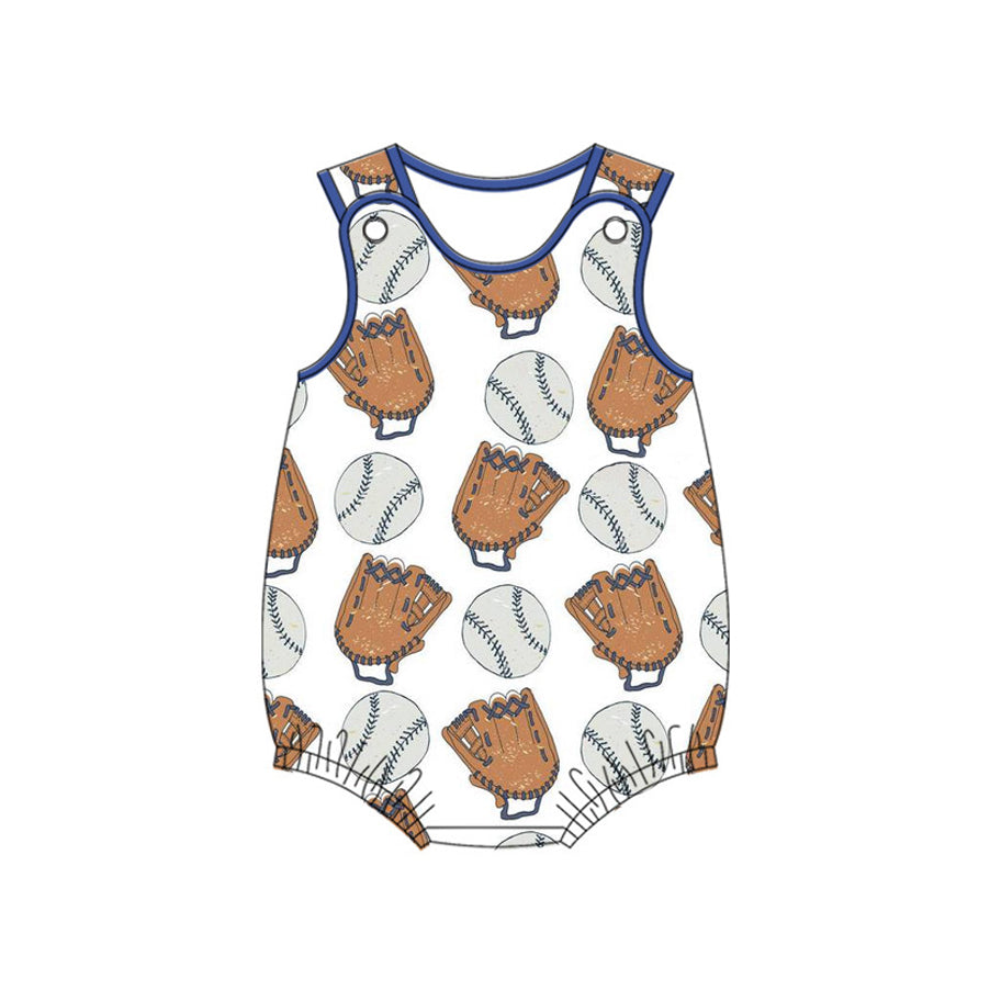 SR2843Charming Sleeveless Light Blue Baseball Romper for Baby Boys in Summer