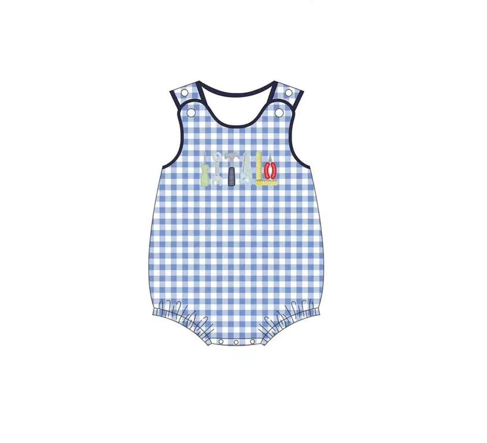 Kids Boys Plaid Shorts Set with Navy Top - Clothing Outfit for Children