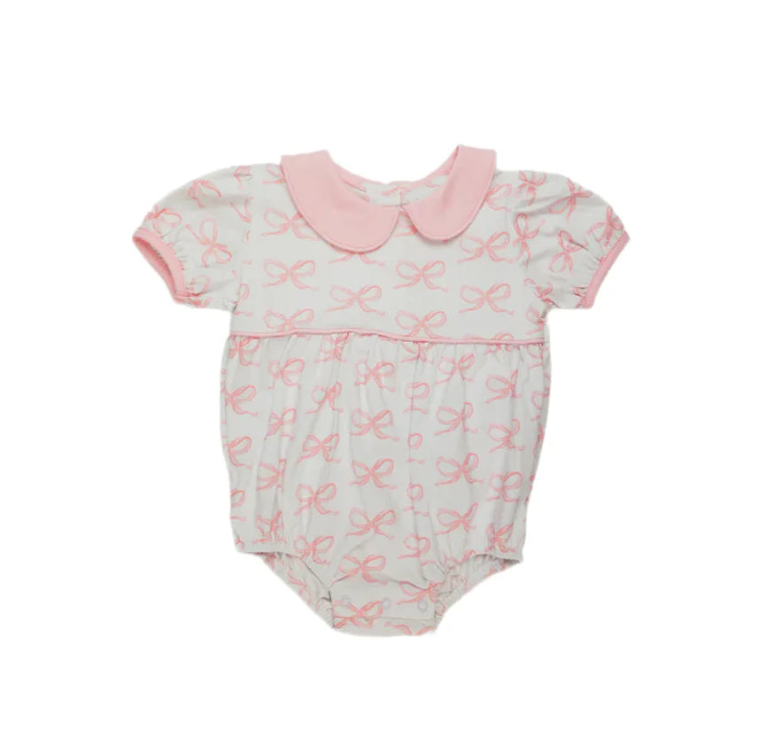 Baby Girls Pink Bow Dress with Short Sleeves And Pockets Cute Children's Clothing
