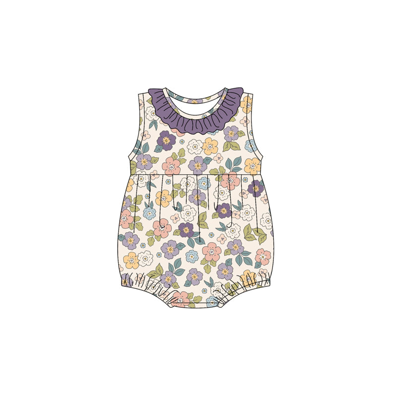 Kids Girls Sleeveless Ruffle Floral Tunic Short Set Summer Clothing Breathable Soft Polyester Outfit for Little Girls