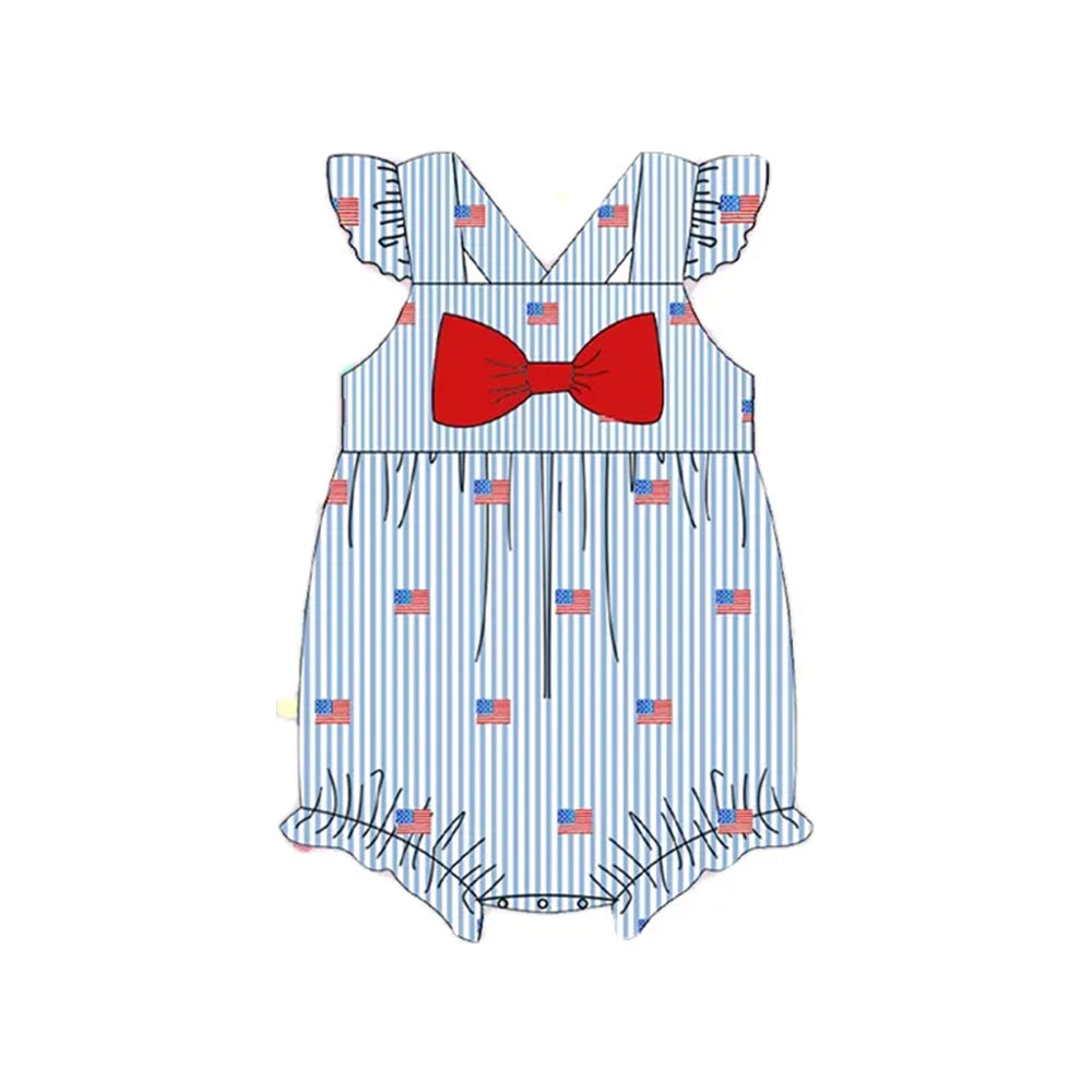 Girls Red Flutter Sleeve Flag Tunic Shorts Outfit for 4th of July Independence Day Patriotic Clothing Set